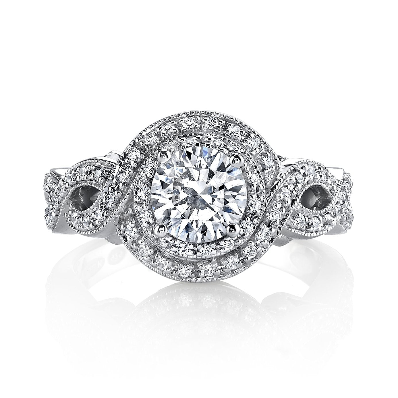 18K WHITE GOLD HALO DIAMOND ENGAGEMENT RING