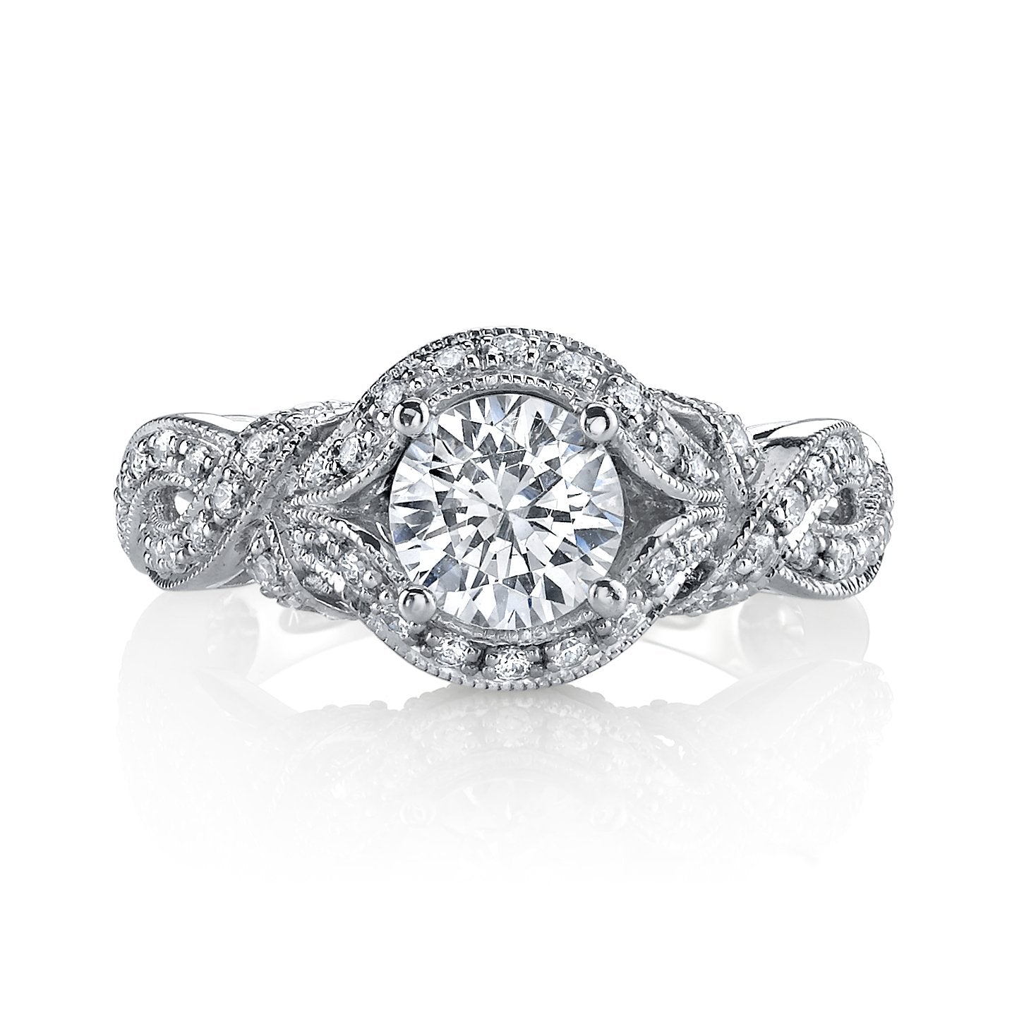 18K WHITE GOLD HALO DIAMOND ENGAGEMENT RING