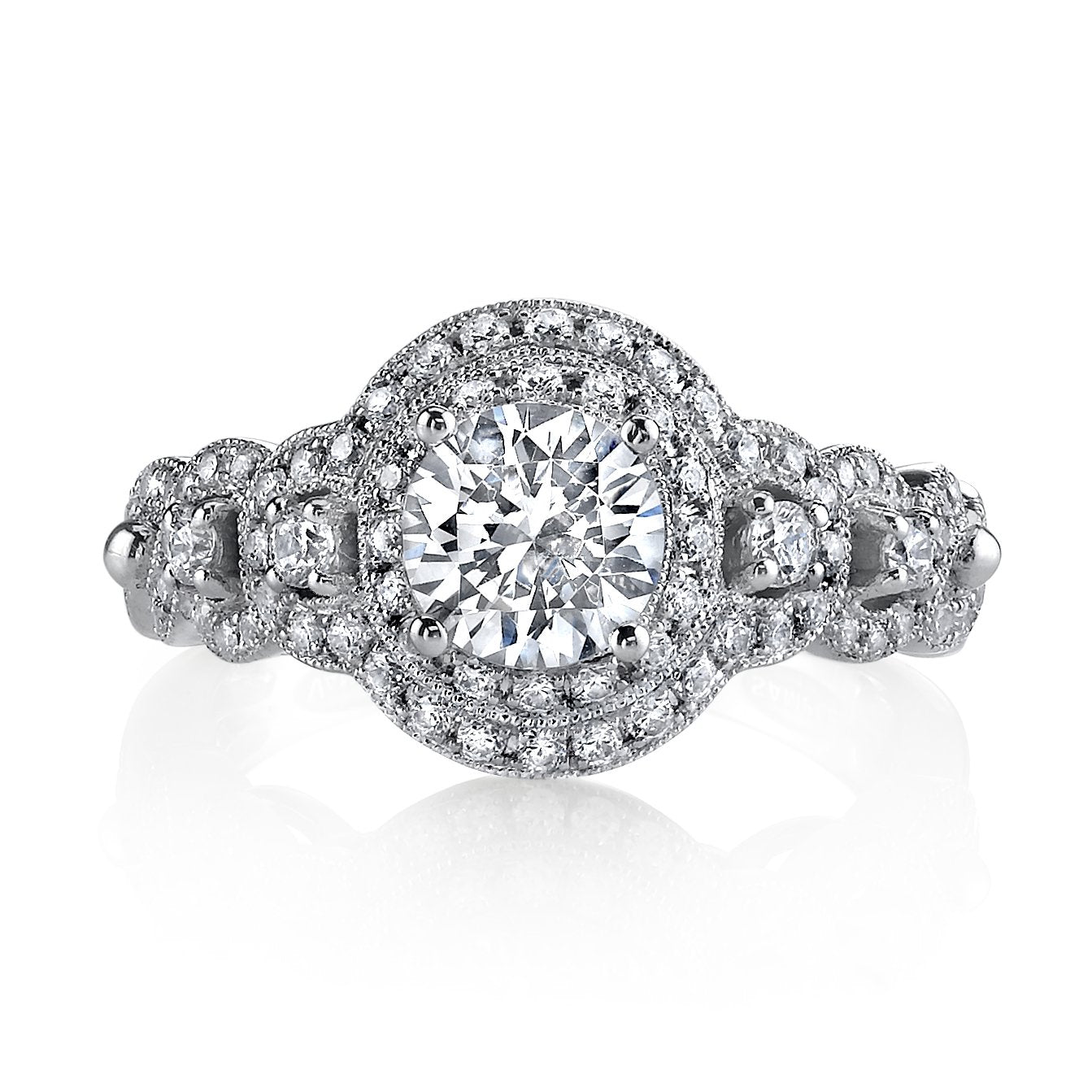 18K WHITE GOLD HALO DIAMOND ENGAGEMENT RING