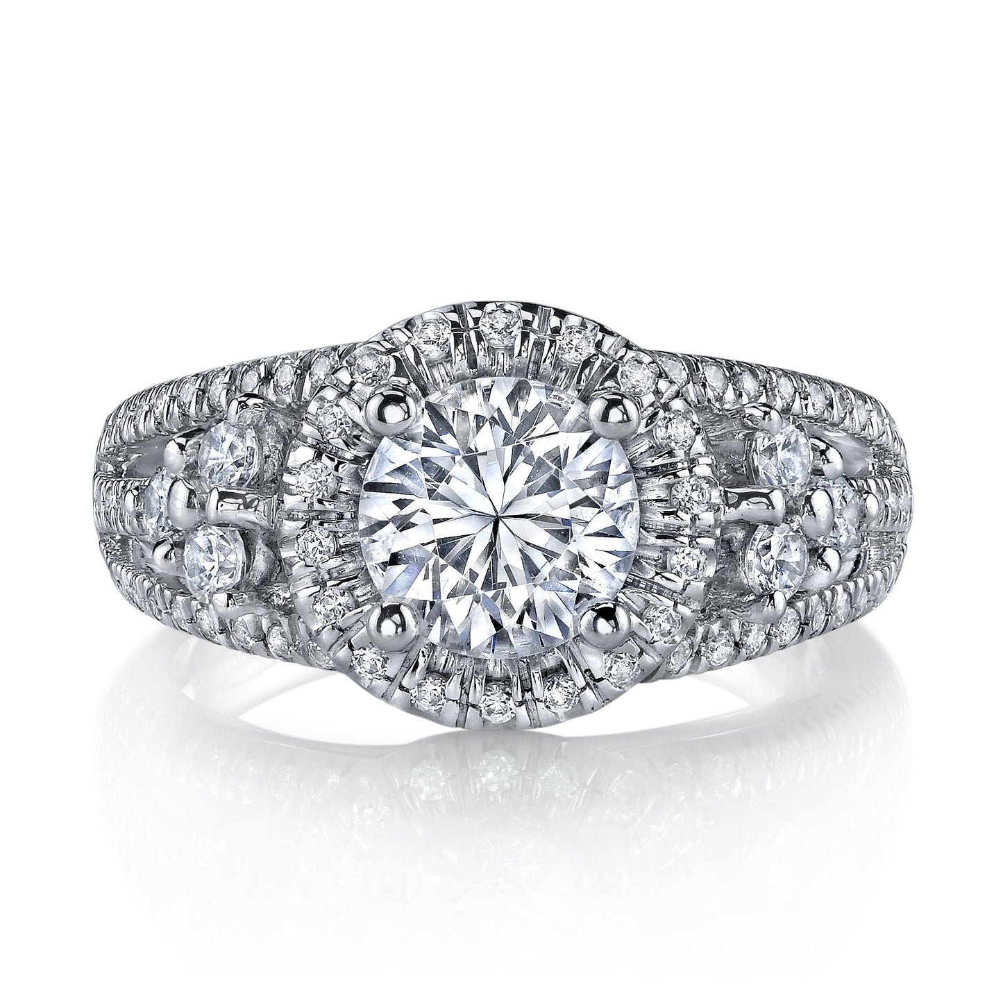 18K WHITE GOLD HALO DIAMOND ENGAGEMENT RING