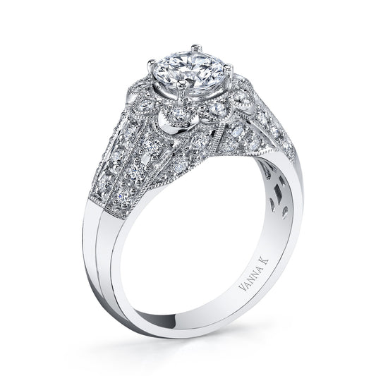 18K WHITE GOLD HALO DIAMOND ENGAGEMENT RING