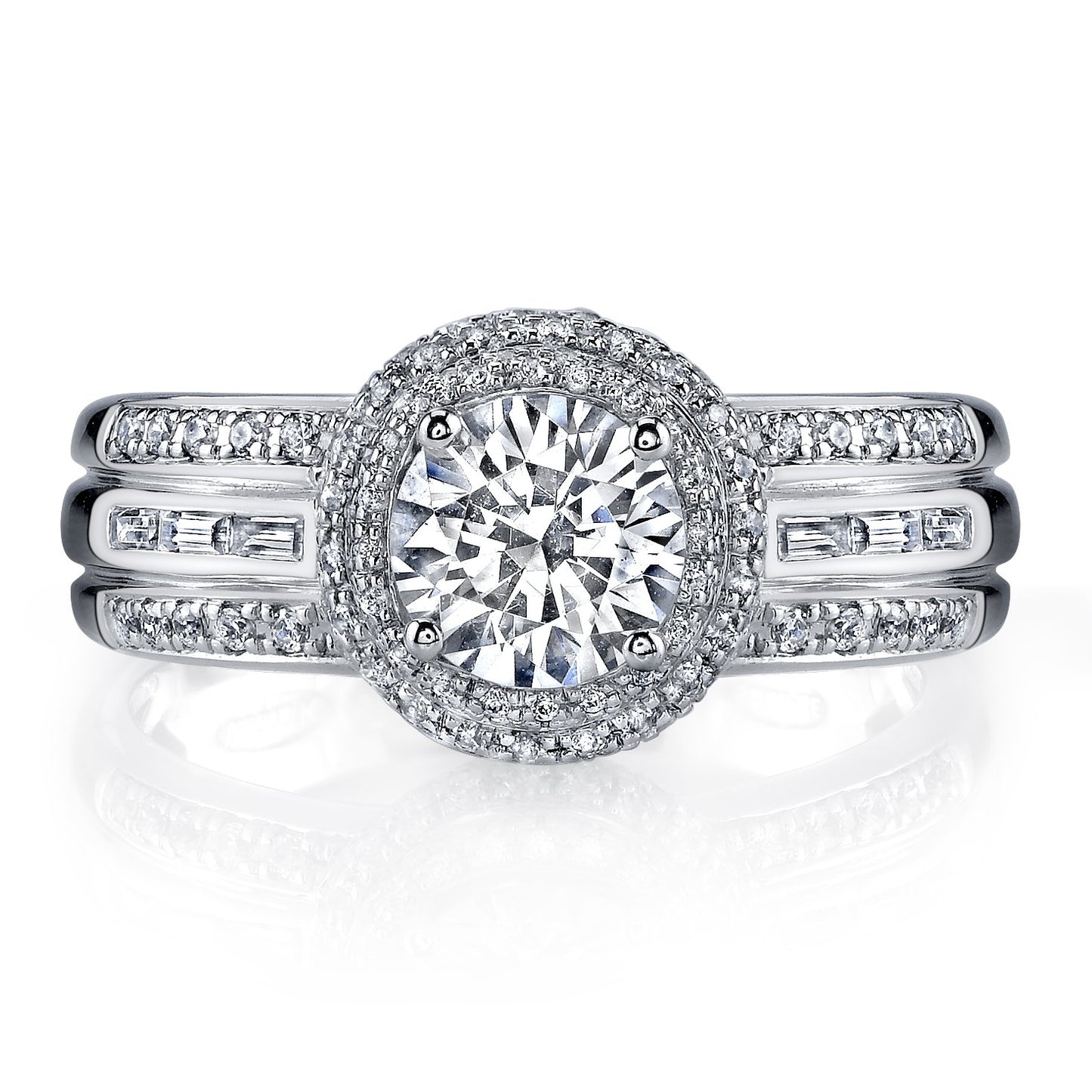 18K WHITE GOLD DOUBLE HALO DIAMOND ENGAGEMENT RING