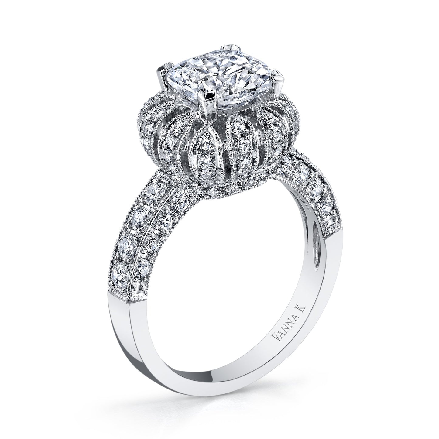 18K WHITE GOLD SIGNATURE CROWN DIAMOND ENGAGEMENT RING