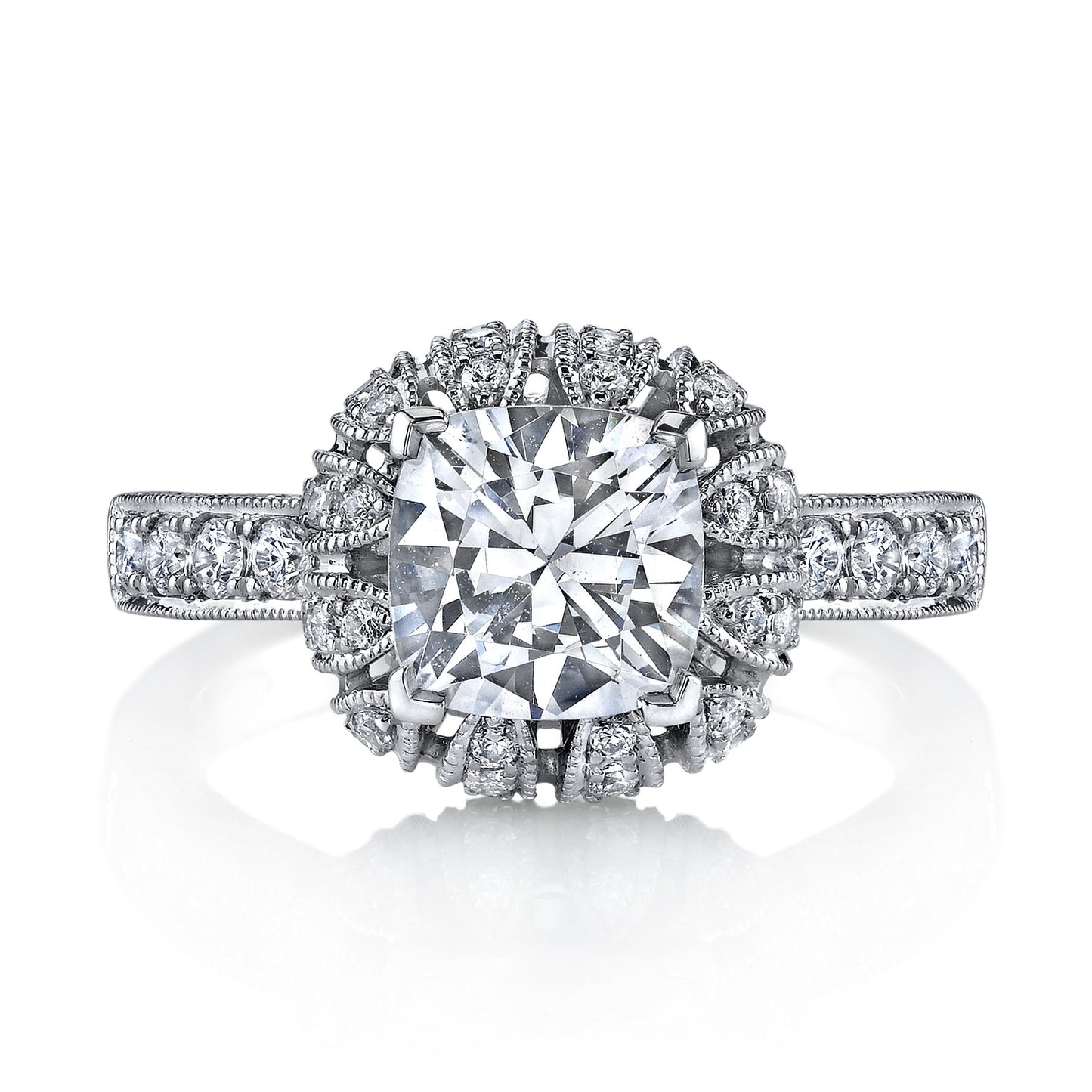 18K WHITE GOLD SIGNATURE CROWN DIAMOND ENGAGEMENT RING