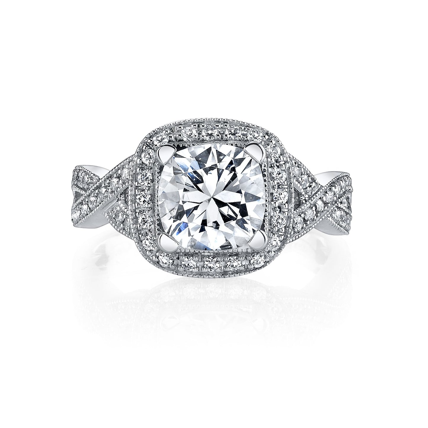 18K WHITE GOLD HALO DIAMOND ENGAGEMENT RING