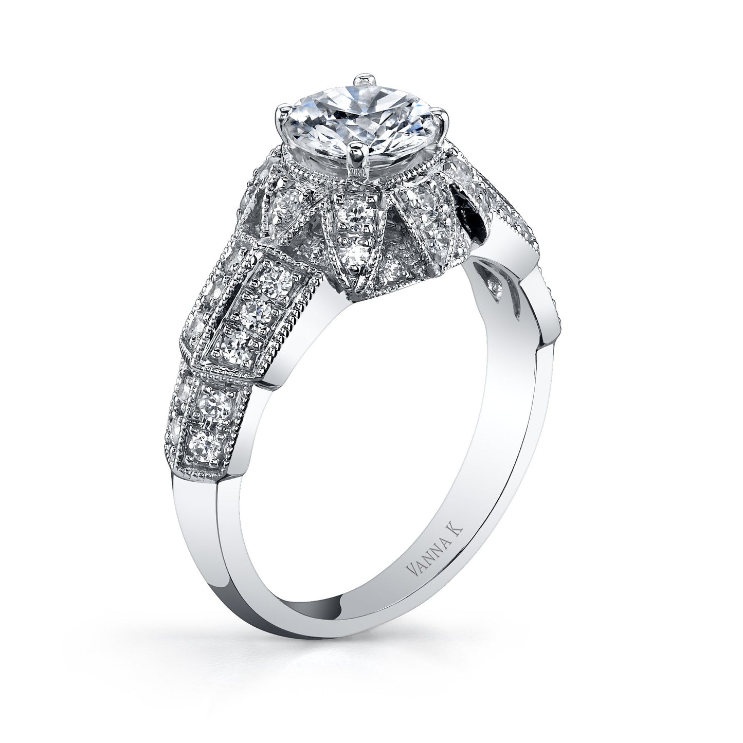 18K WHITE GOLD HALO DIAMOND ENGAGEMENT RING