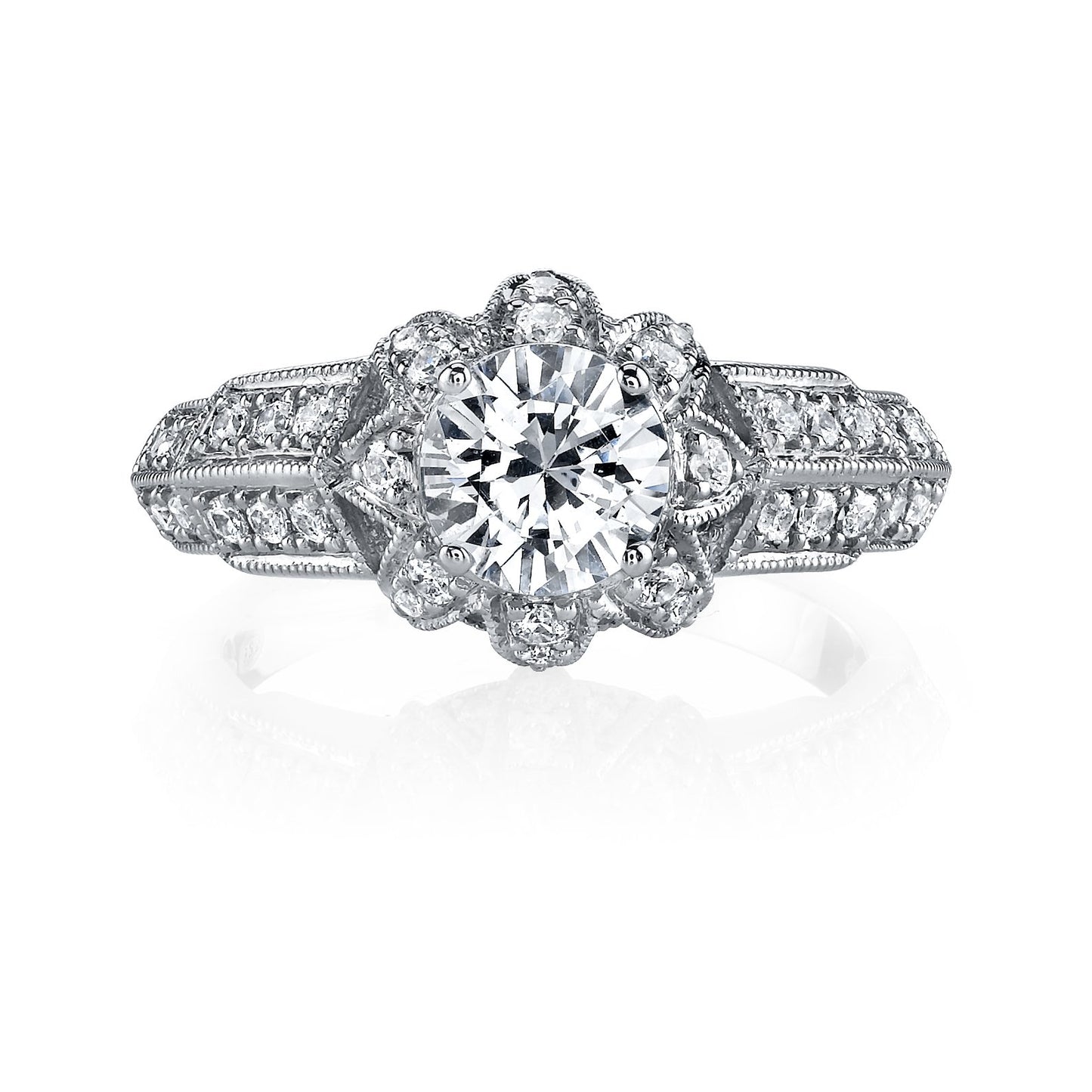 18K WHITE GOLD HALO DIAMOND ENGAGEMENT RING