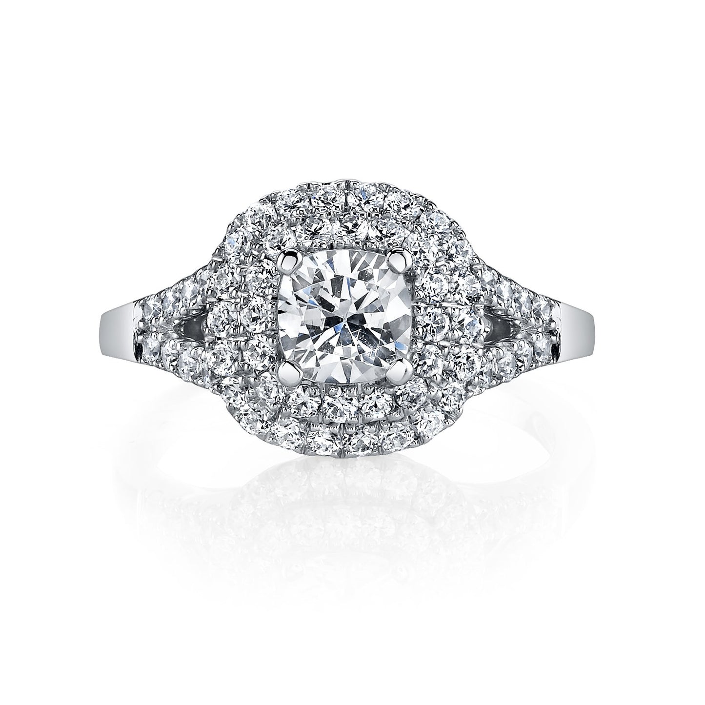 18K WHITE GOLD HALO DIAMOND ENGAGEMENT RING