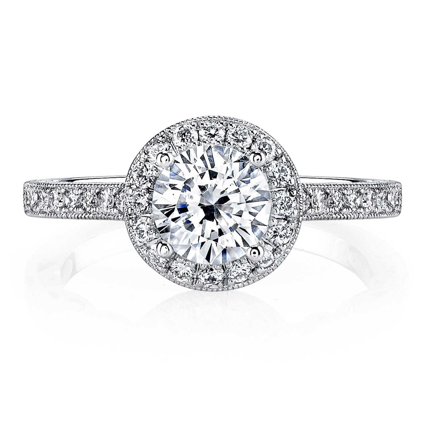 18K WHITE GOLD HALO DIAMOND ENGAGEMENT RING