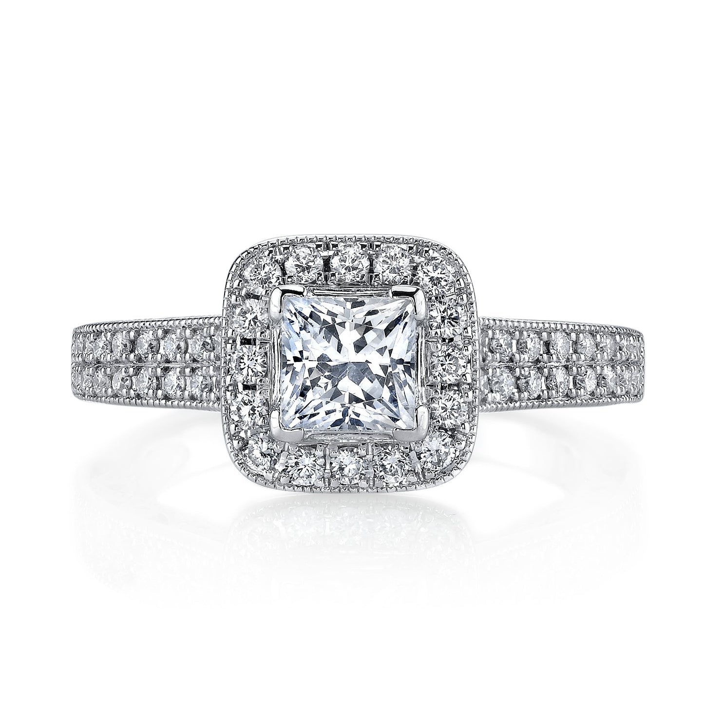 18K WHITE GOLD HALO DIAMOND ENGAGEMENT RING