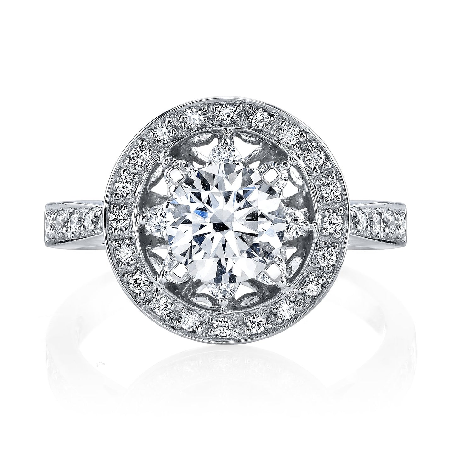 18K WHITE GOLD HALO DIAMOND ENGAGEMENT RING