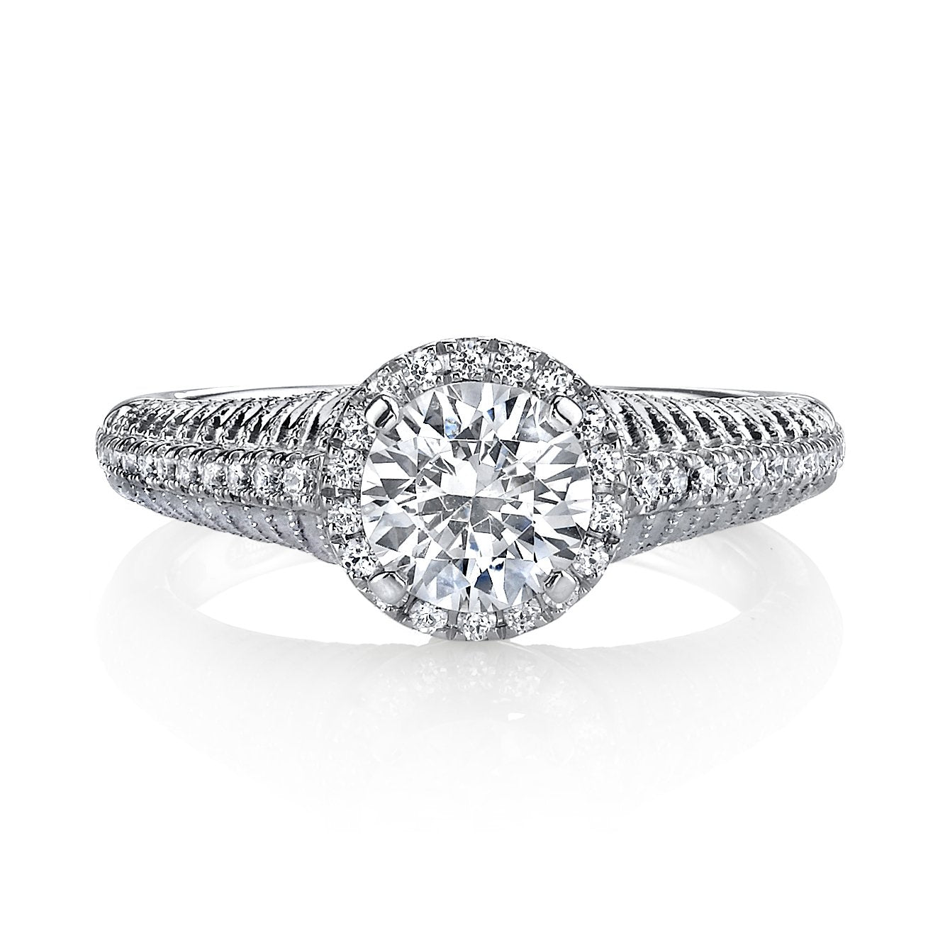 18K WHITE GOLD HALO DIAMOND ENGAGEMENT RING