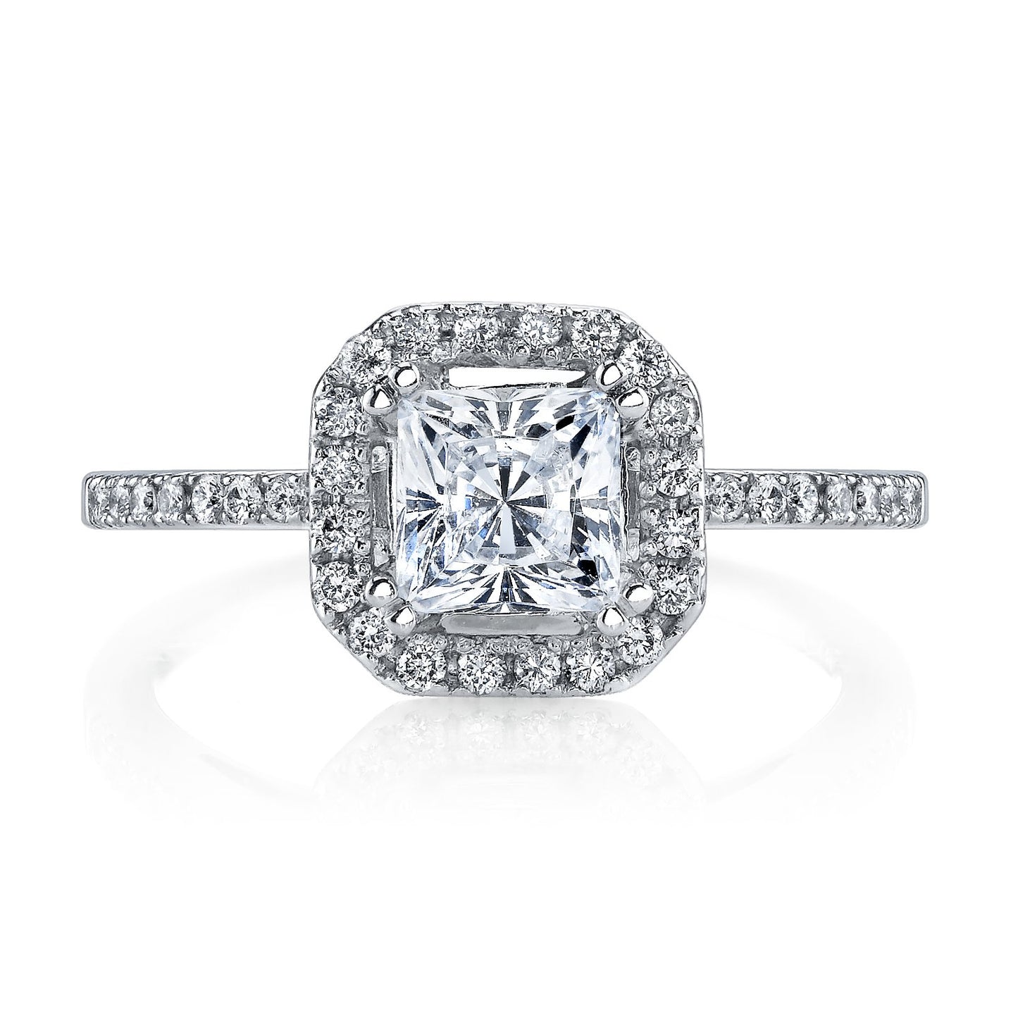 18K WHITE GOLD HALO DIAMOND ENGAGEMENT RING