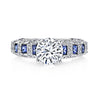18K WHITE GOLD DIAMOND AND SAPPHIRE ENGAGEMENT RING
