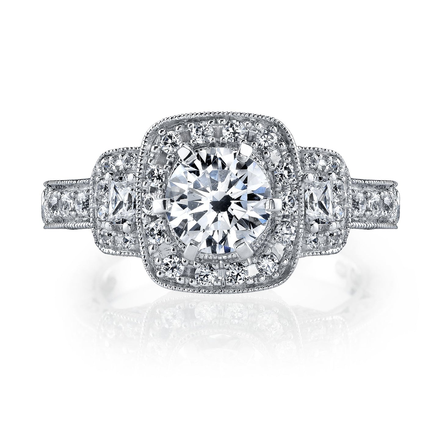 18K WHITE GOLD HALO DIAMOND ENGAGEMENT RING