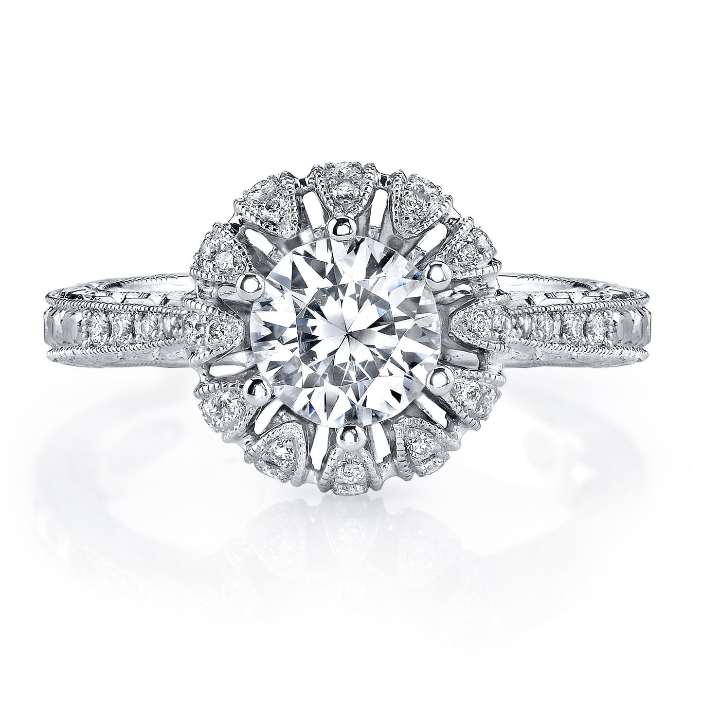 18K WHITE GOLD SIGNATURE CROWN DIAMOND ENGAGEMENT RING