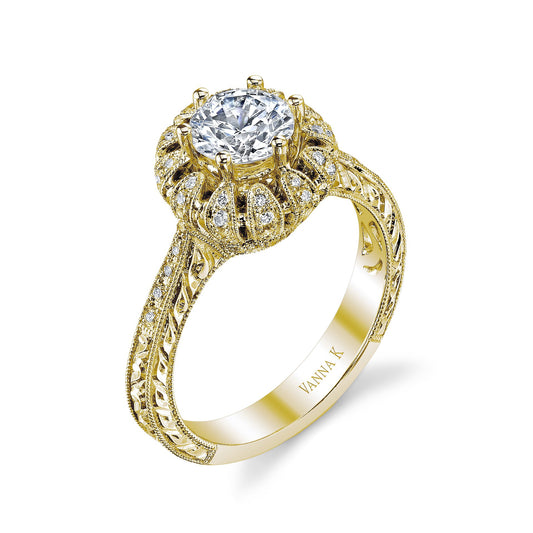 18K YELLOW GOLD SIGNATURE CROWN DIAMOND ENGAGEMENT RING