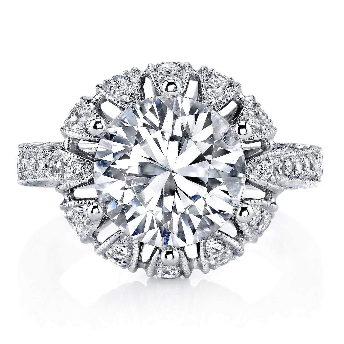 18K WHITE GOLD SIGNATURE CROWN DIAMOND ENGAGEMENT RING