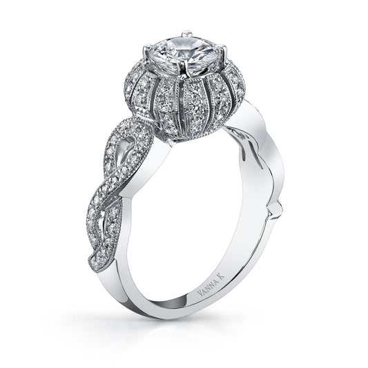 18K WHITE GOLD SIGNATURE CROWN DIAMOND ENGAGEMENT RING