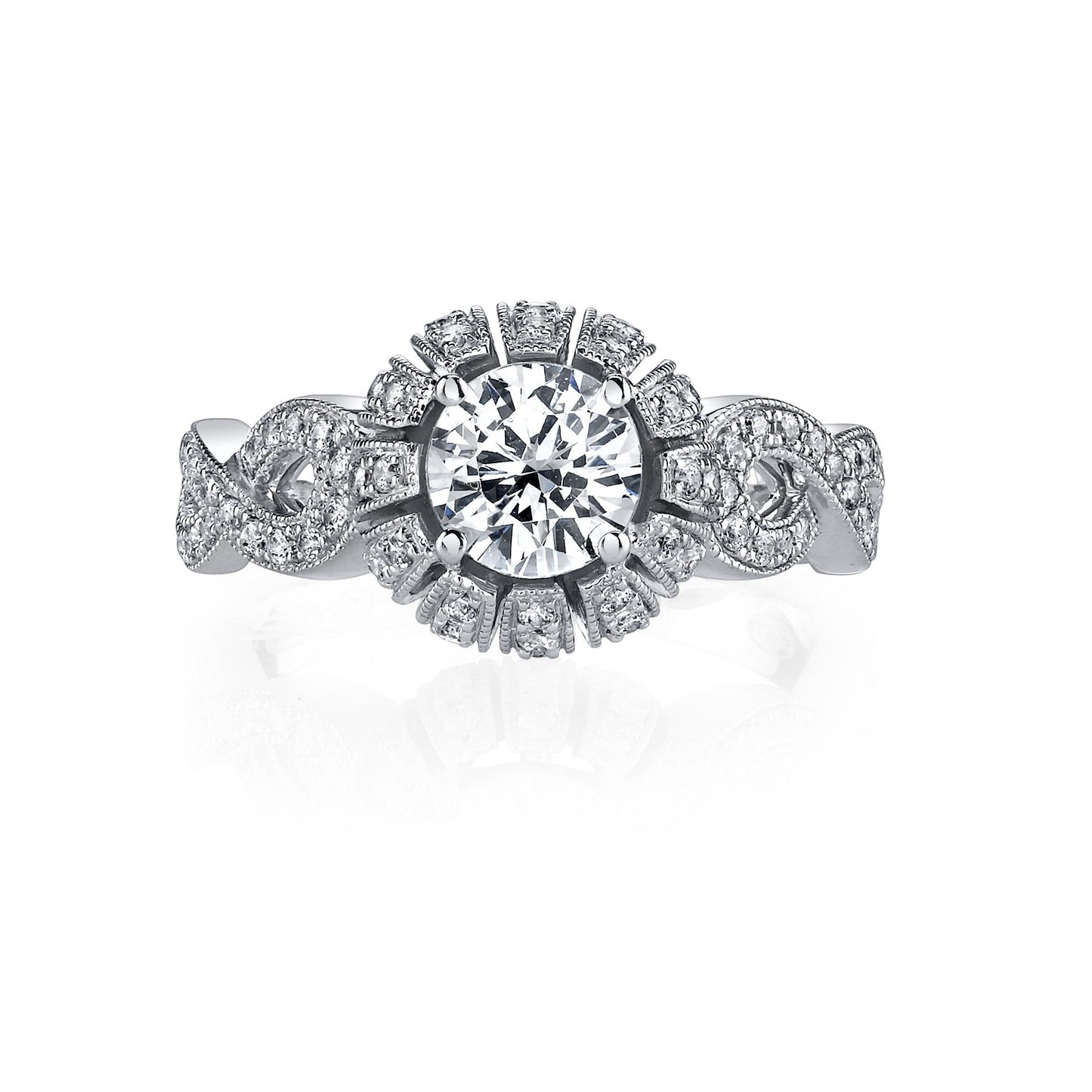 18K WHITE GOLD SIGNATURE CROWN DIAMOND ENGAGEMENT RING