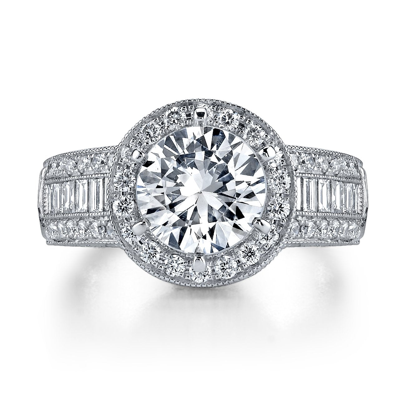 18K WHITE GOLD HALO DIAMOND ENGAGEMENT RING