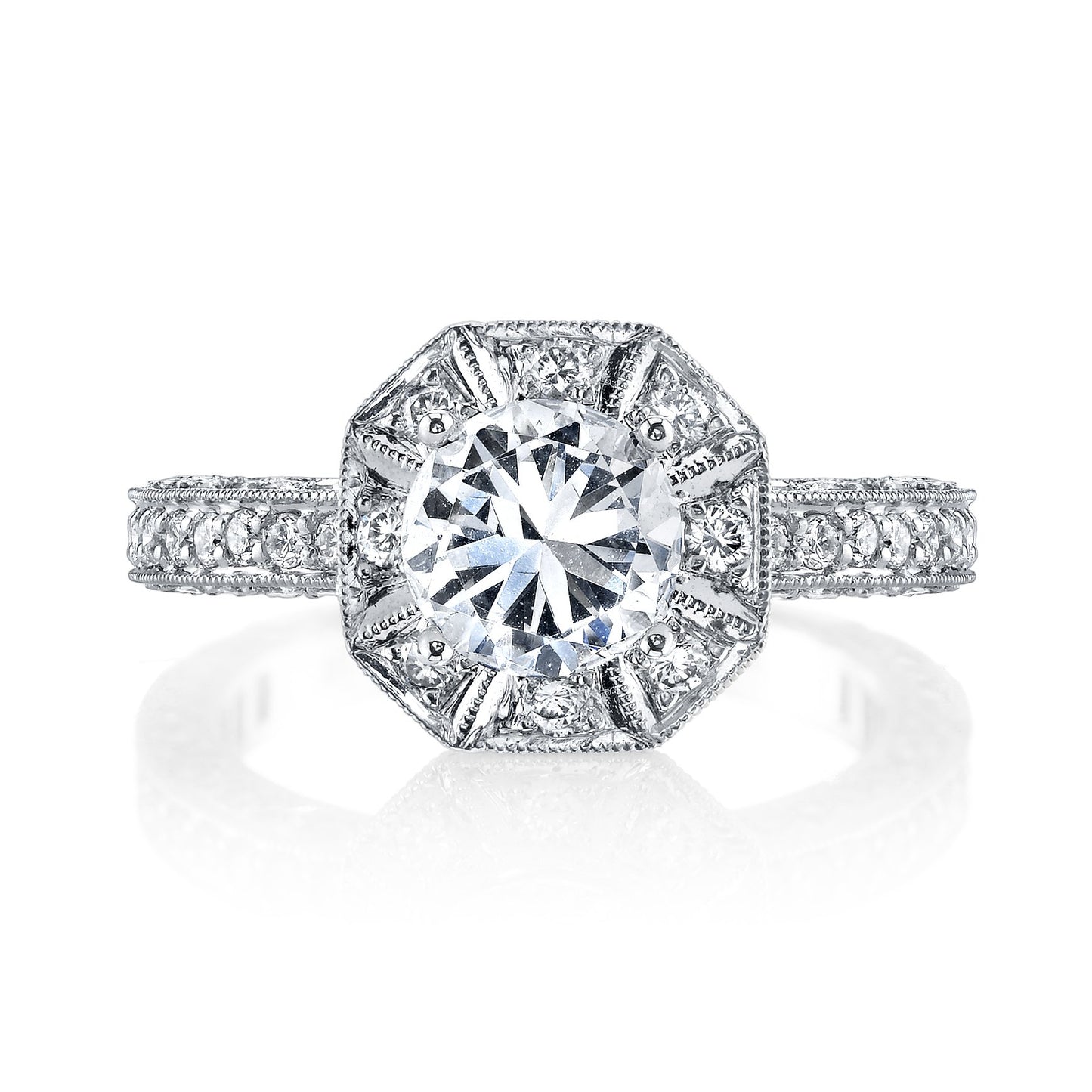 18K WHITE GOLD HALO DIAMOND ENGAGEMENT RING