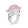 18K WHITE GOLD RING WITH DIAMONDS AND ROSE QUARTZ