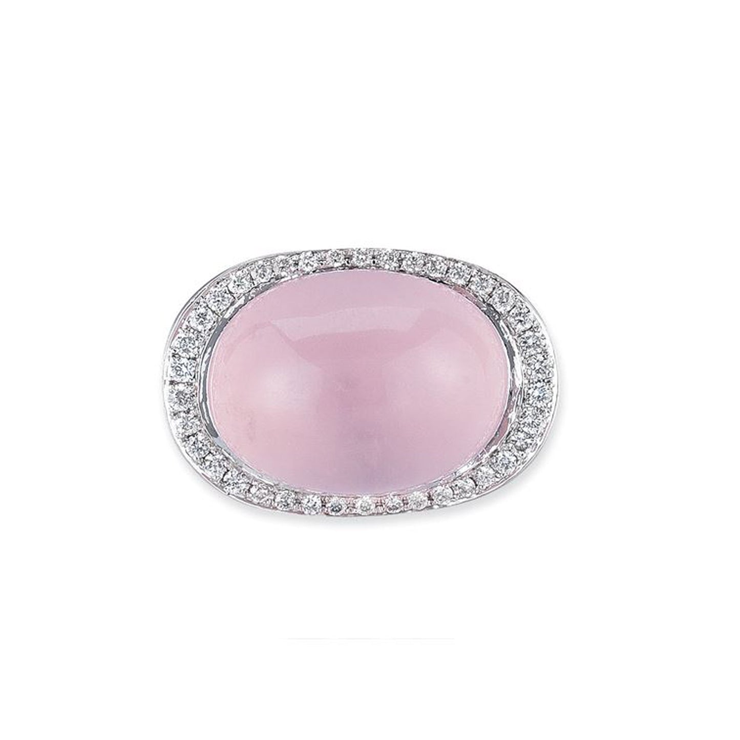 18K WHITE GOLD RING WITH DIAMONDS AND ROSE QUARTZ