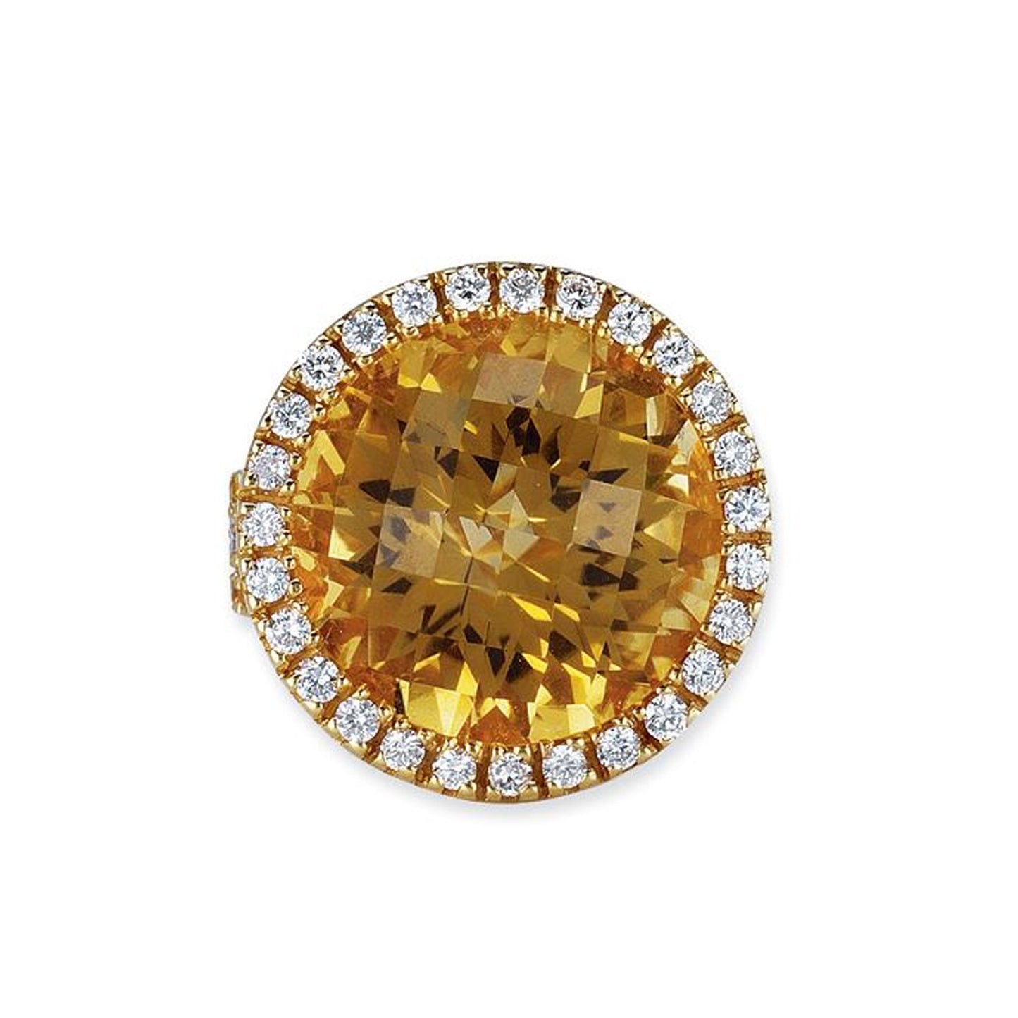 18K YELLOW GOLD RING WITH DIAMONDS SAPPHIRES AND CITRINE