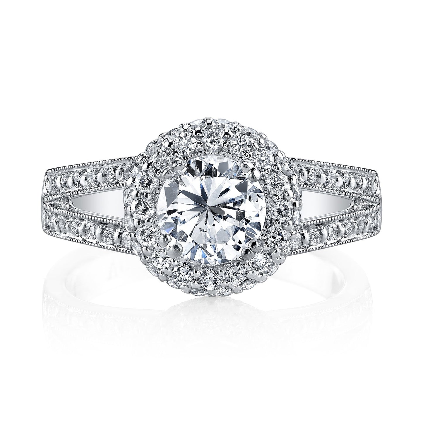 18K WHITE GOLD HALO DIAMOND ENGAGEMENT RING