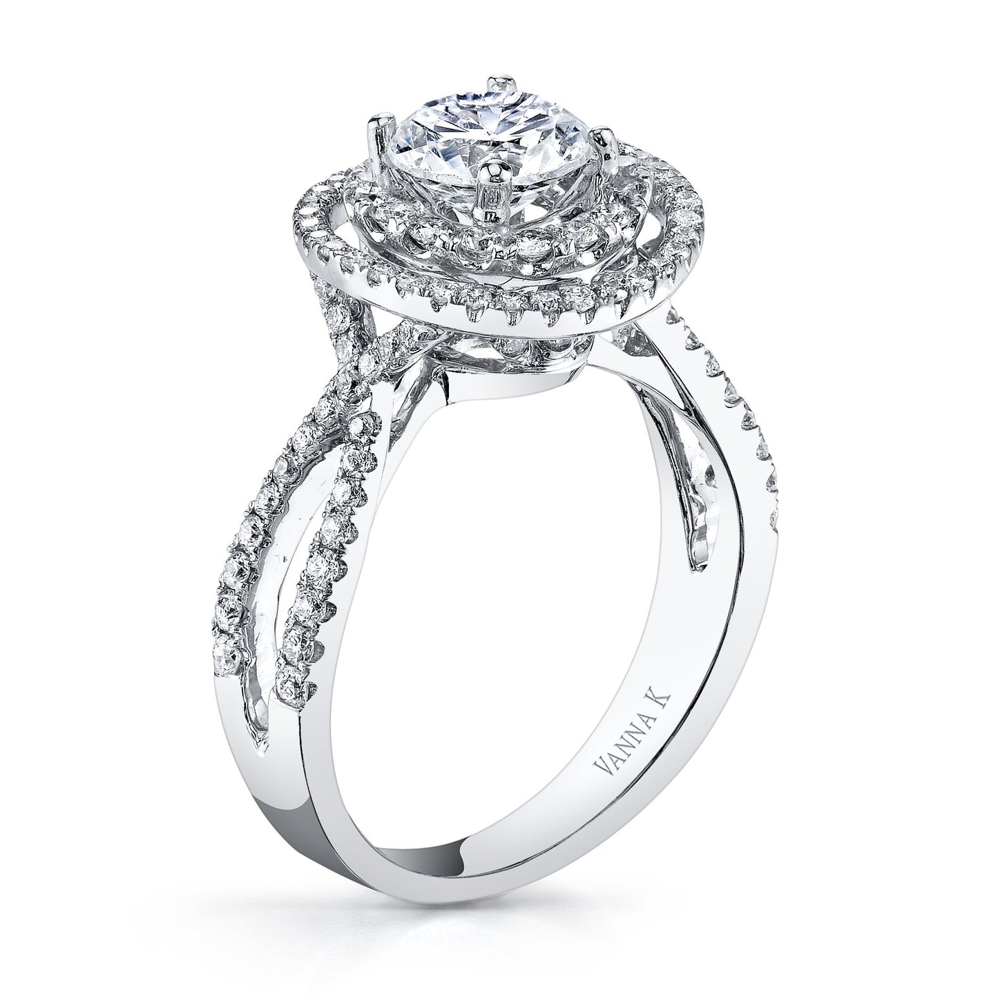 18K WHITE GOLD HALO DIAMOND ENGAGEMENT RING