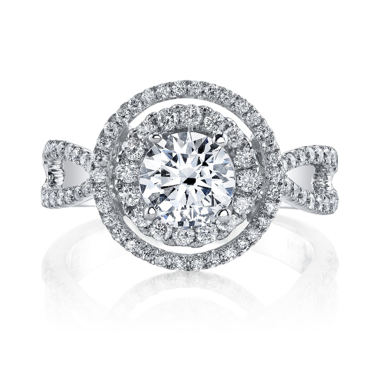 18K WHITE GOLD HALO DIAMOND ENGAGEMENT RING