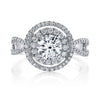 18K WHITE GOLD HALO DIAMOND ENGAGEMENT RING
