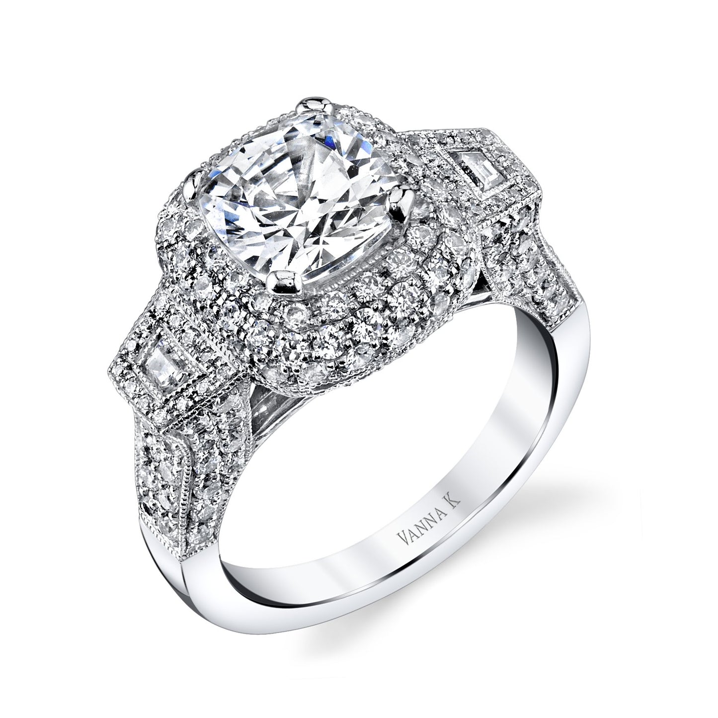 18K WHITE GOLD HALO DIAMOND ENGAGEMENT RING