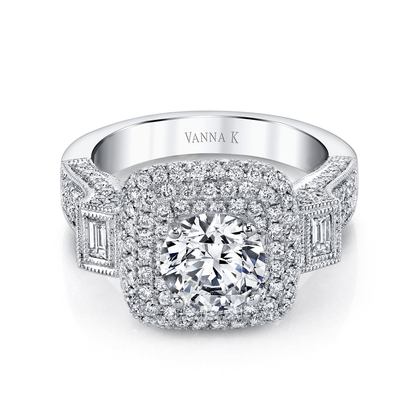 18K WHITE GOLD HALO DIAMOND ENGAGEMENT RING