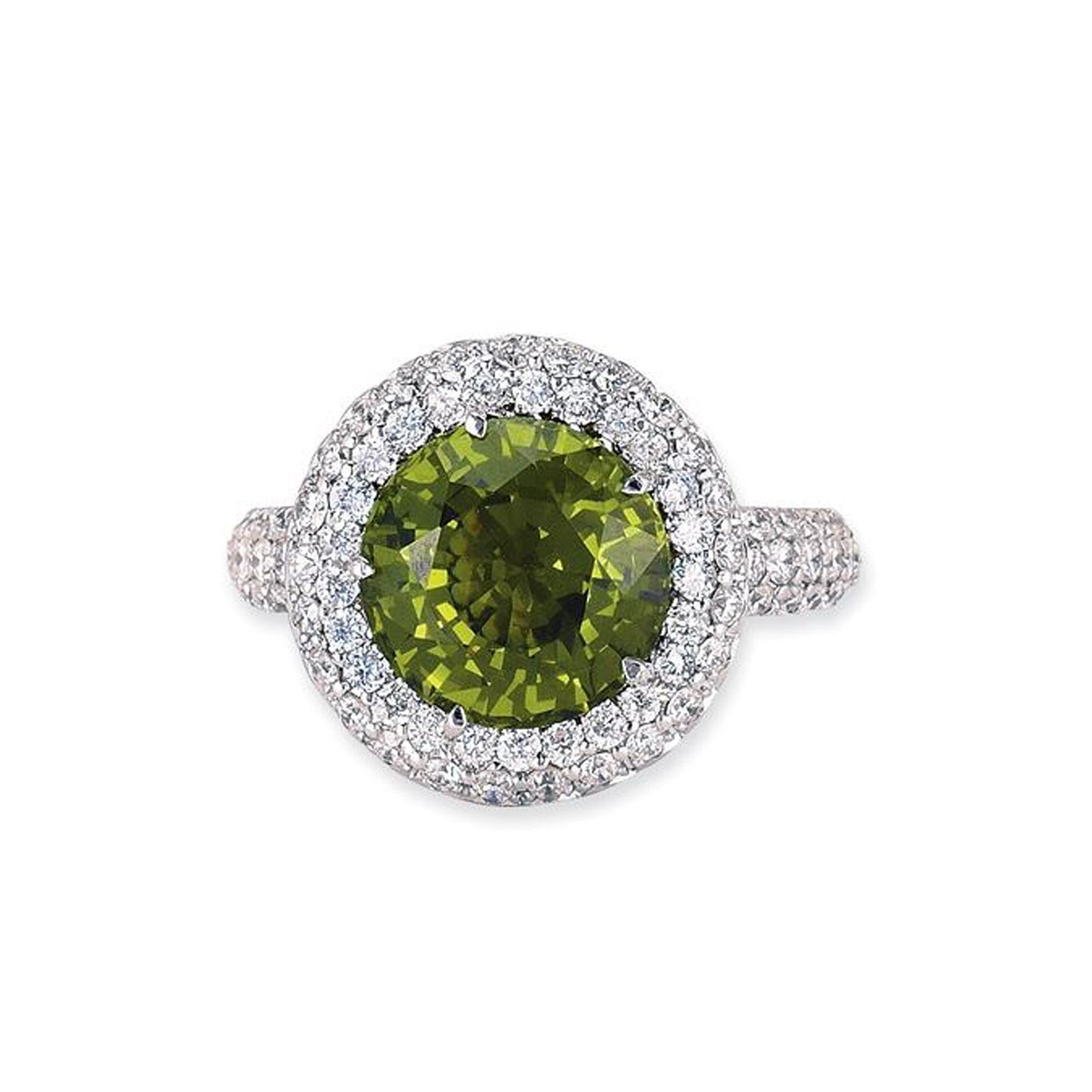 18K WHITE GOLD RING WITH DIAMONDS AND TOURMALINE