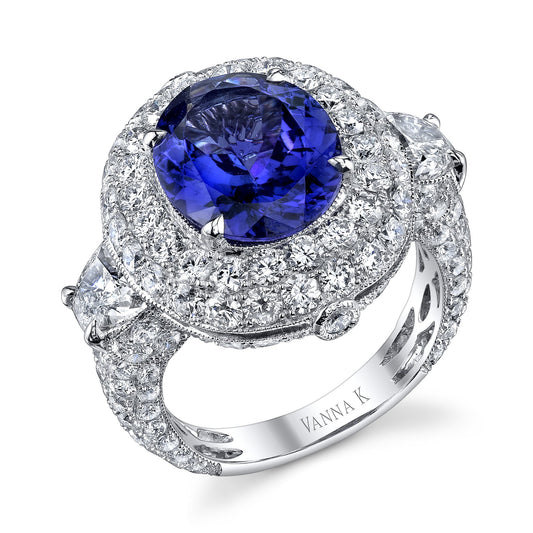 18K WHITE GOLD OVAL TANZANITE ENGAGEMENT RING