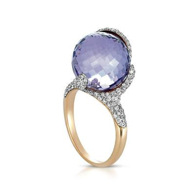 18K ROSE GOLD RING WITH DIAMONDS AND AMETHYST