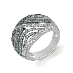 18K WHITE GOLD RING WITH WHITE AND BROWN DIAMONDS