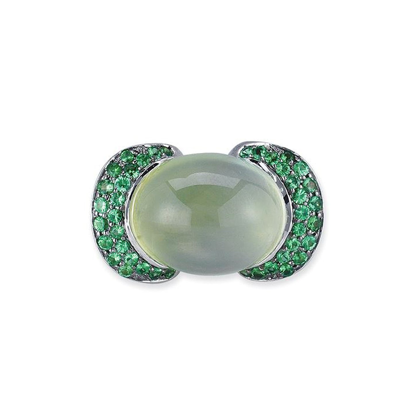 18K WHITE GOLD RING WITH DIAMONDS AND TSAVORITE