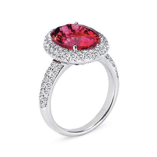 18K WHITE GOLD RING WITH DIAMONDS AND TOURMALINE