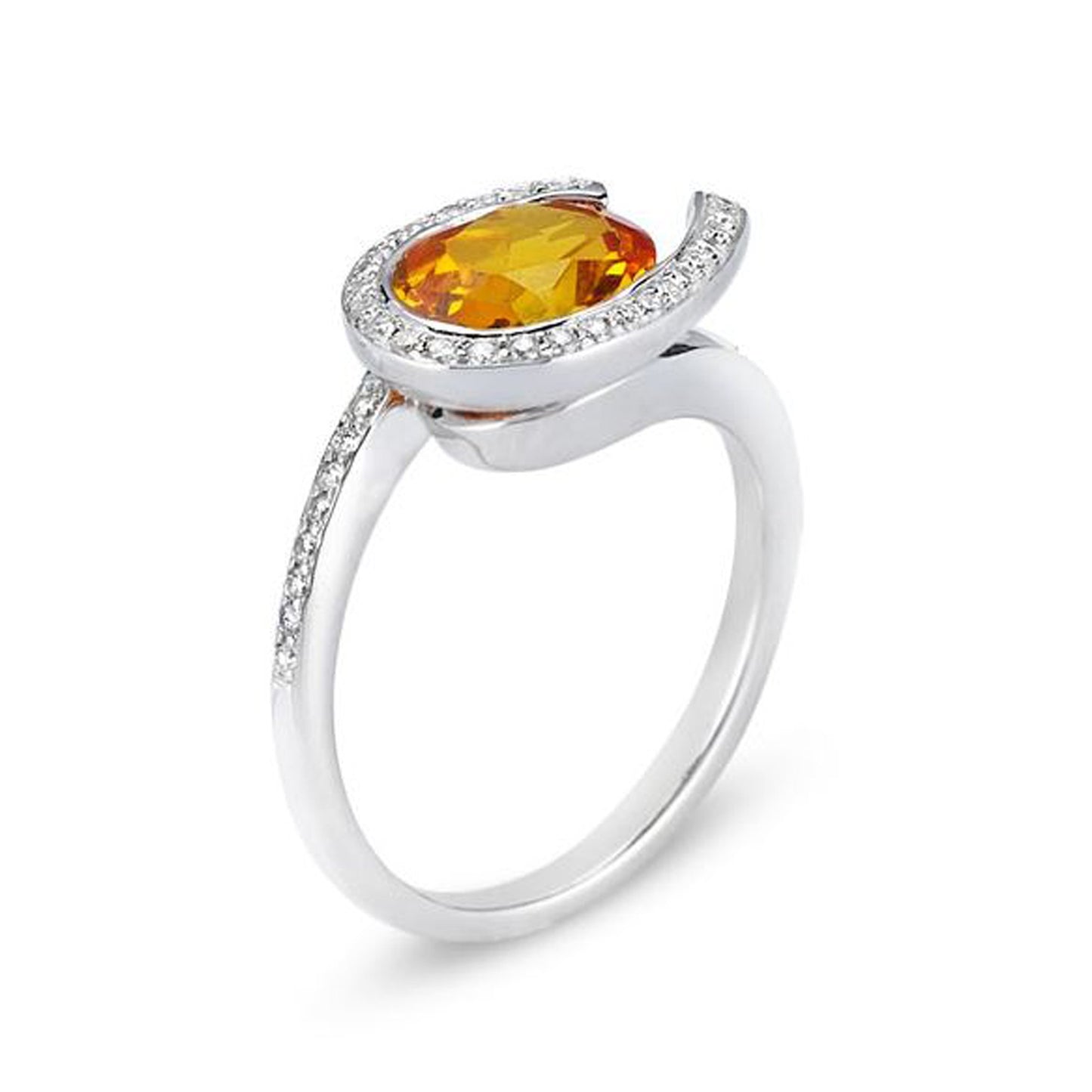 18K WHITE GOLD RING WITH DIAMONDS AND CITRINE