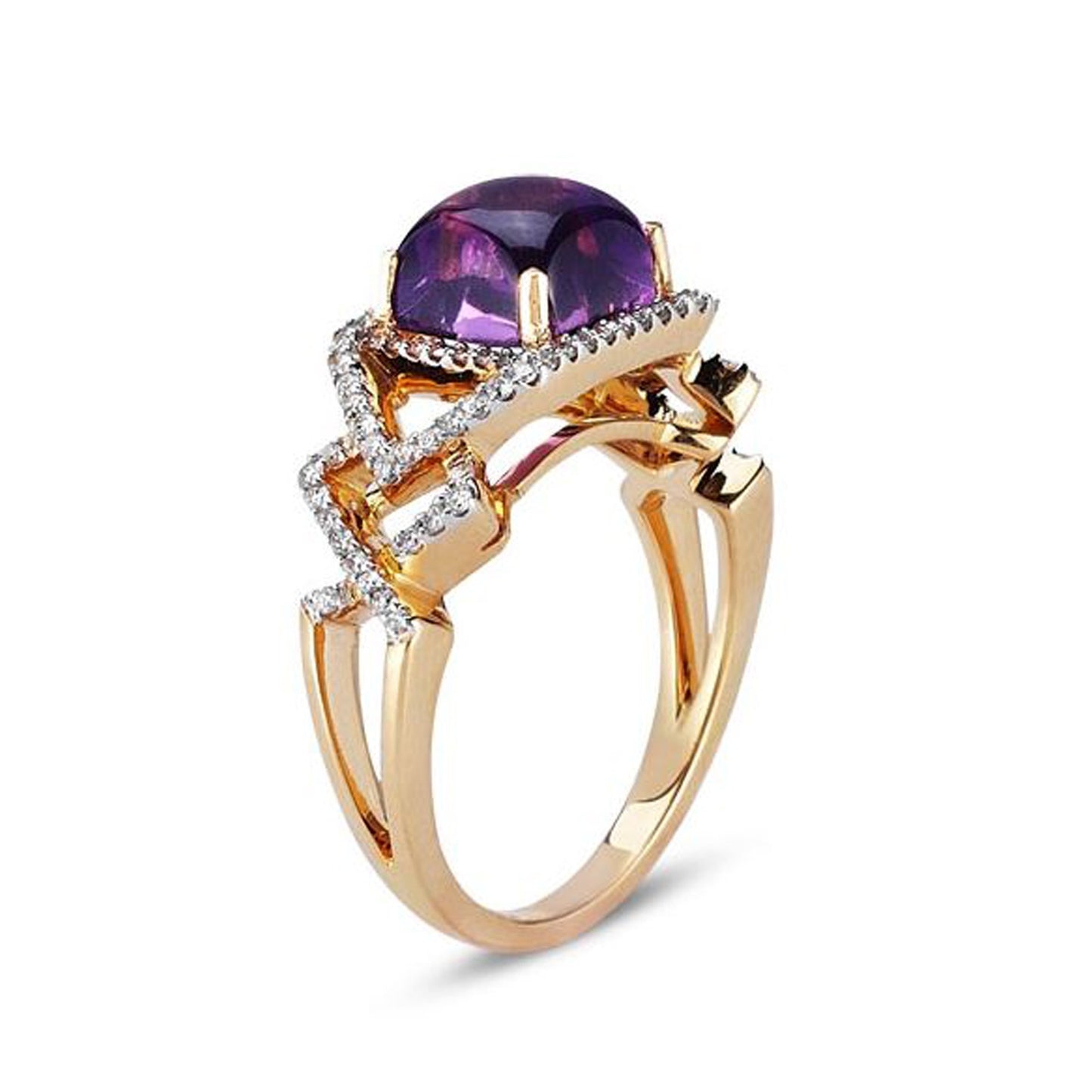 18K ROSE GOLD RING WITH DIAMONDS AND AMETHYST