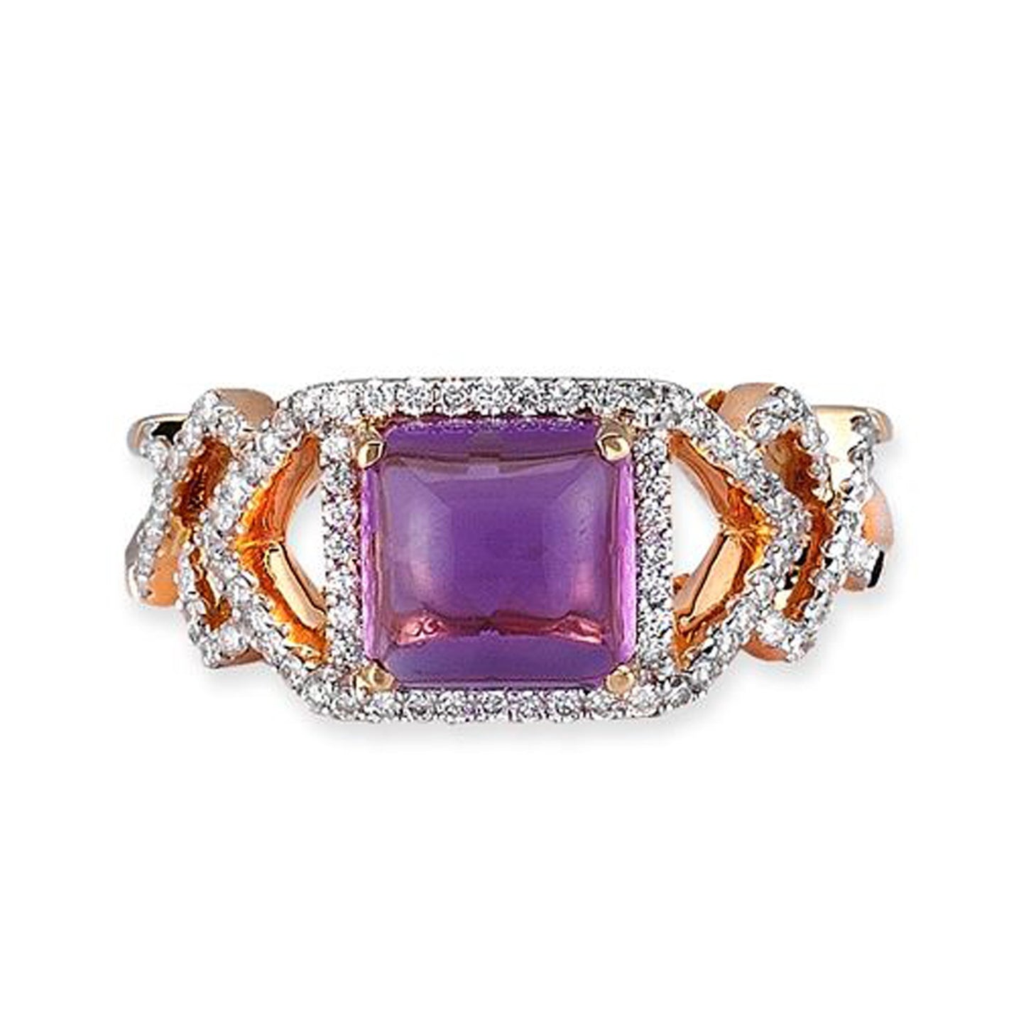 18K ROSE GOLD RING WITH DIAMONDS AND AMETHYST