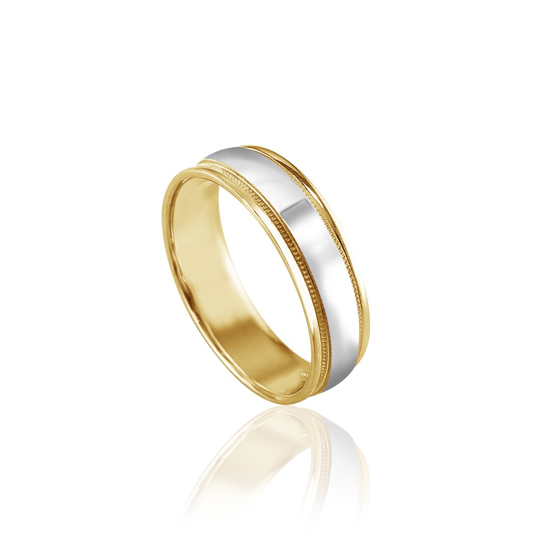 14K YELLOW/WHITE GOLD MILG/DOME/POLISH 6.6MM WEDBAND
