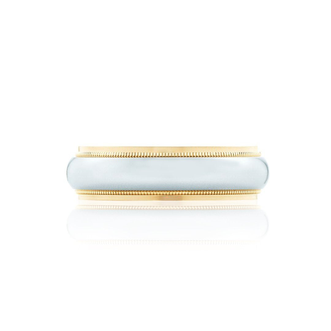 14K YELLOW/WHITE GOLD MILG/DOME/POLISH 6.6MM WEDBAND