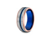 Blue Gunmetal Tungsten Wedding Band - Brushed Polished - Rose Gold Plated inlay - Engagement Ring - Beveled Shaped - Comfort Fit   8MM - Vantani Wedding Bands