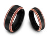 Tungsten Matching Wedding Band Set - Matching Bands - His/Hers - Engagement Ring Set - Two Tone Bands - Ridged Edges - Comfort Fit  6mm/8mm - Vantani Wedding Bands