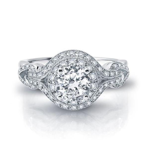 18K WHITE GOLD HALO DIAMOND ENGAGEMENT RING