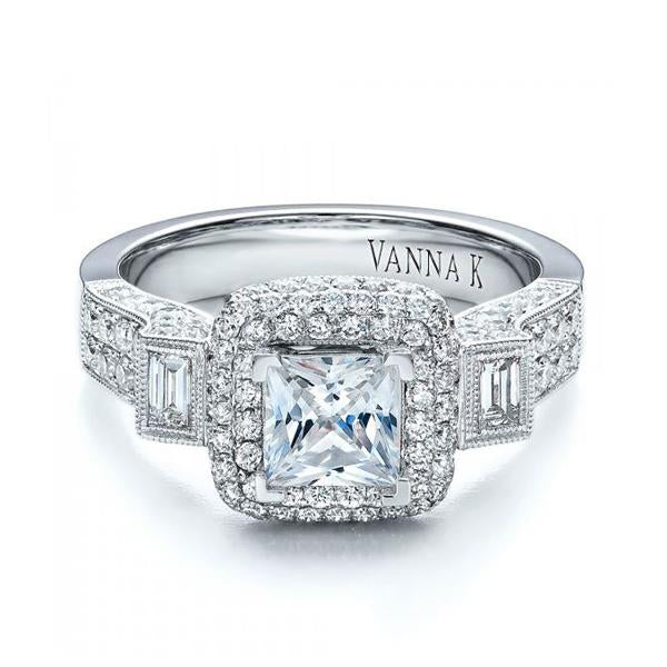 18K WHITE GOLD HALO DIAMOND ENGAGEMENT RING